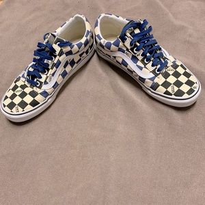 Vans sz 10 black and blue checkered low top shoes